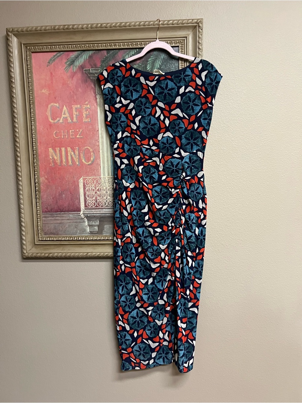 Ember Women’s Printed Cap-Sleeve Mesh Midi Dress in Blue & Red